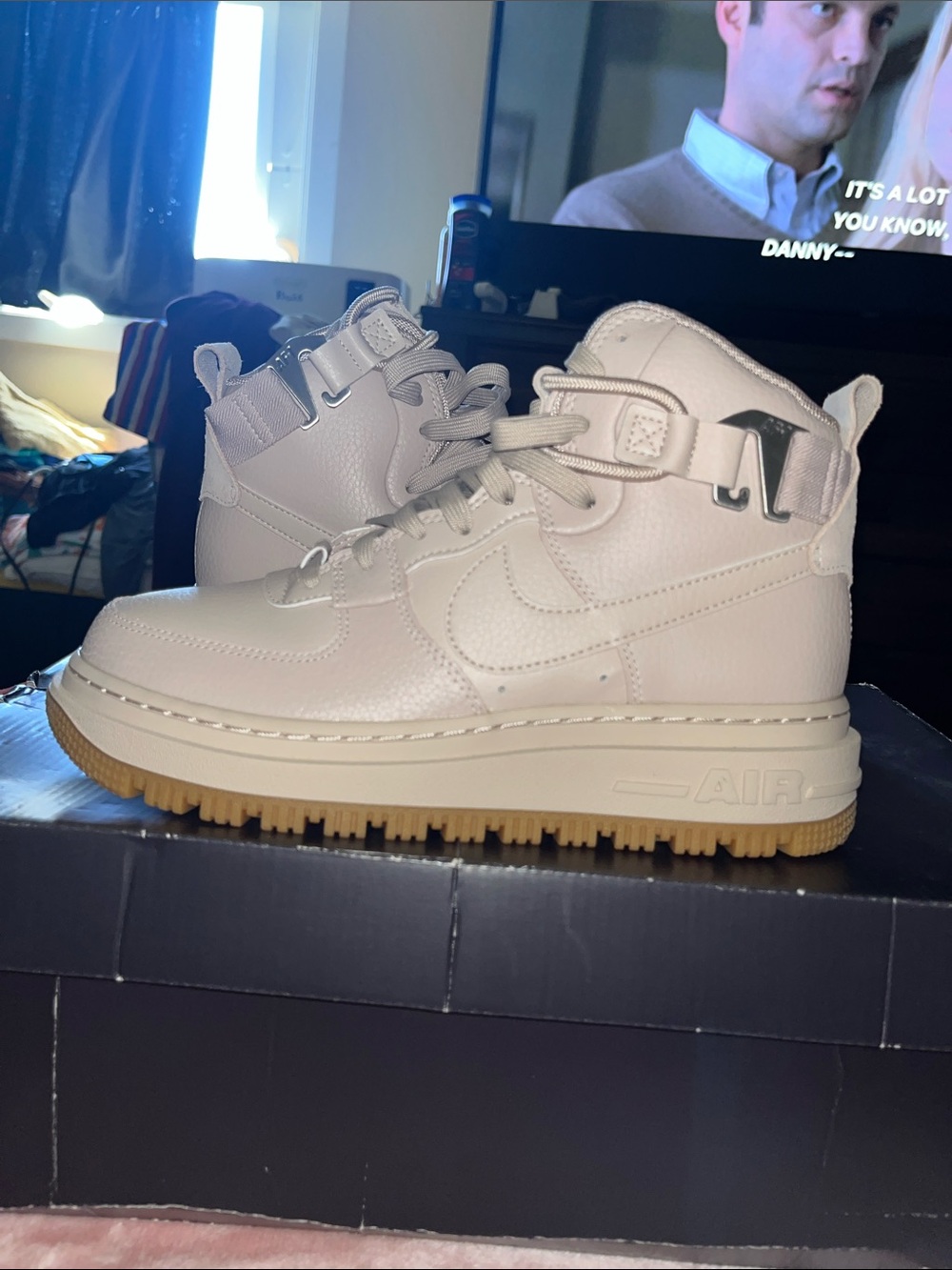 Nike High-Top Sneakers in Cream with Gum Sole